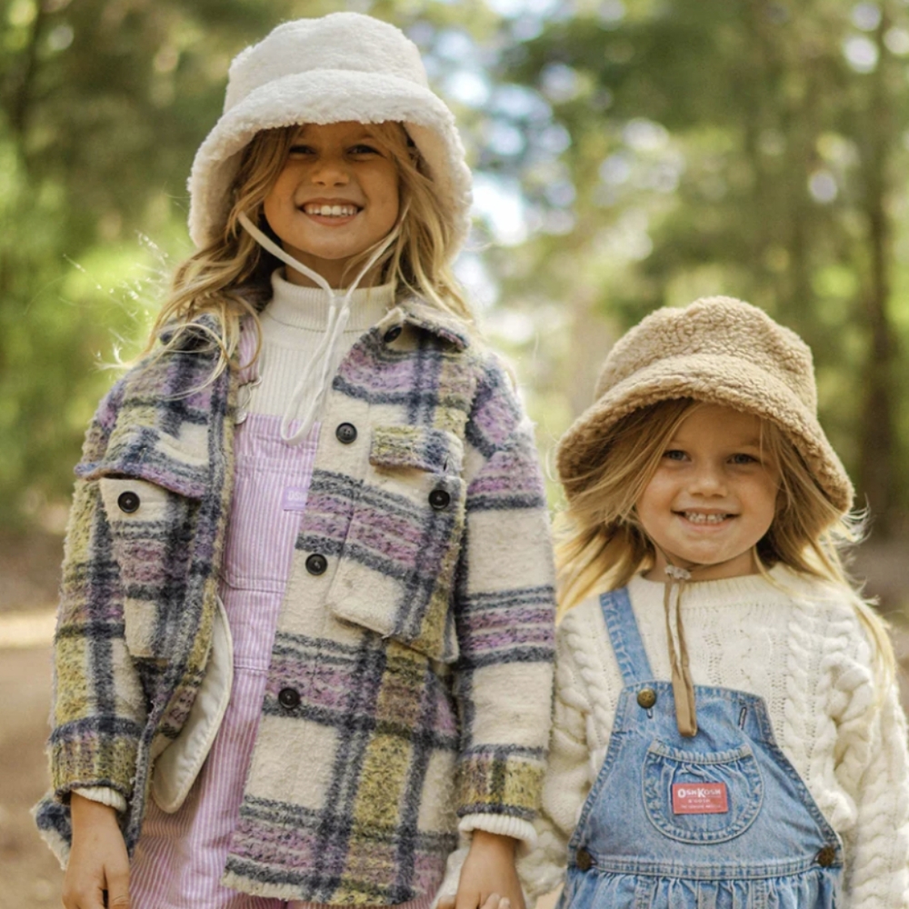 Lack of Color Kids Ivory Teddy Bucket Hat One Size (53cm) Ages 5+